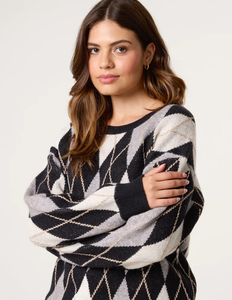 Argyle-Patterned Knit Jumper - 2