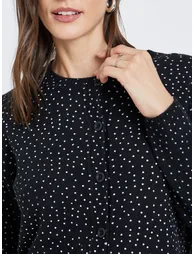 Black Regular Fit Dotted Knit Cardigan - 3