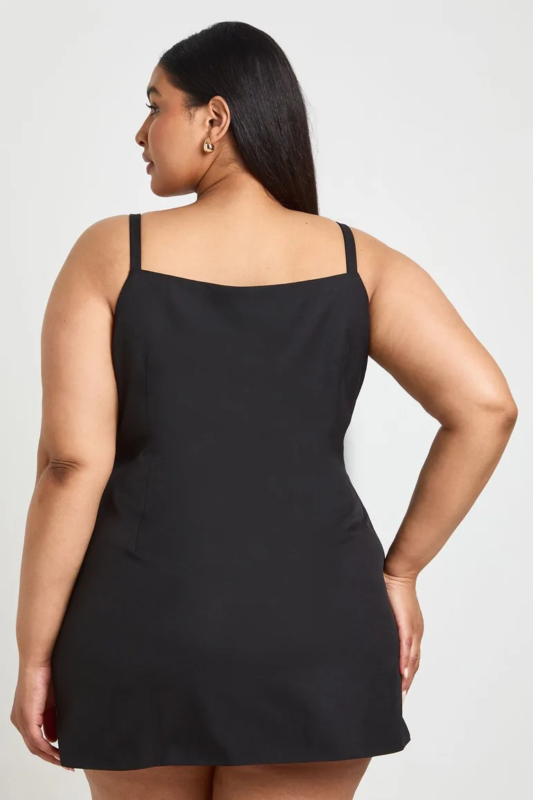 Plus Gold Button Waistcoat Dress - black - 2