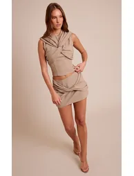 Taupe Woven Twist Top - 2