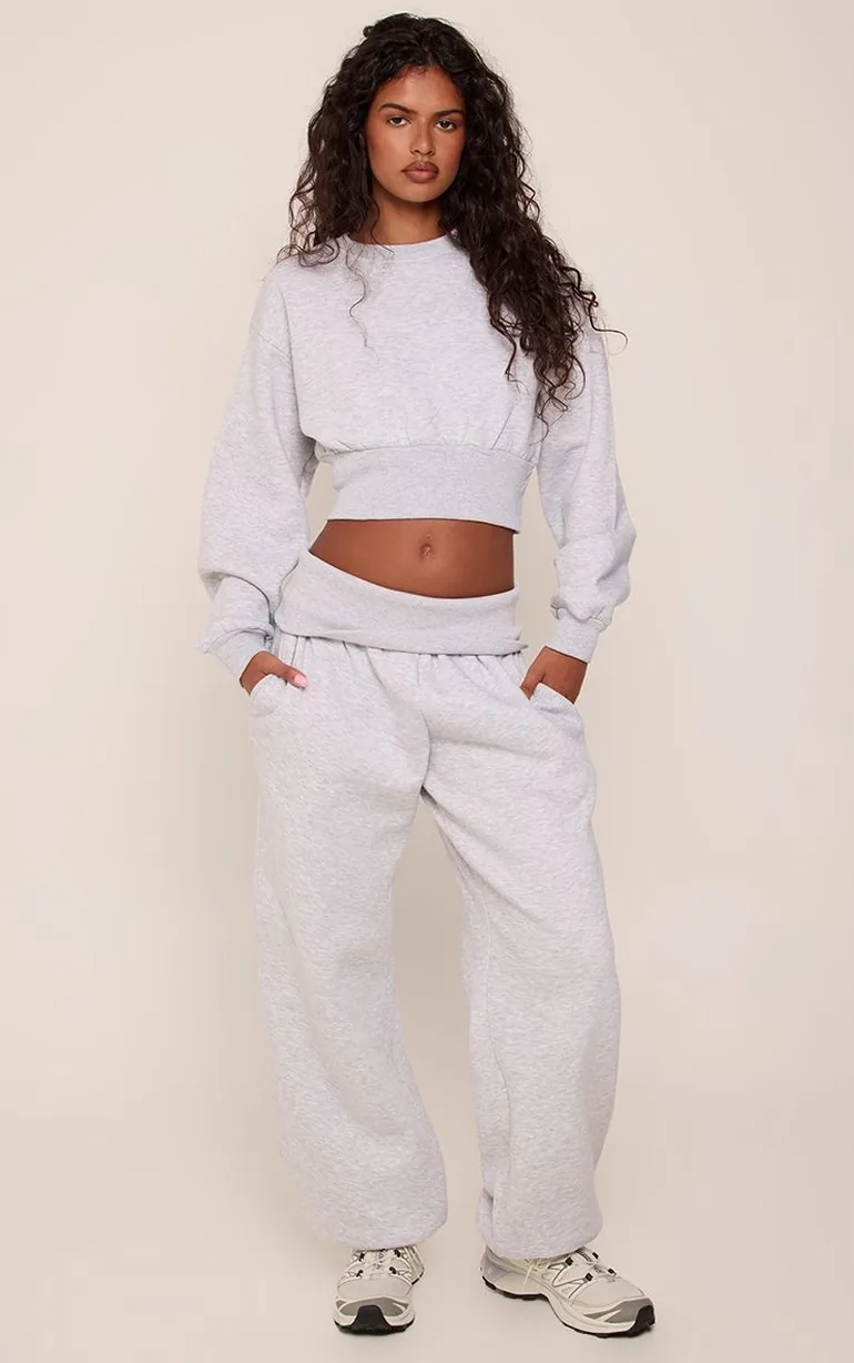 Ash Grey Fold Waist Cuffed Joggers