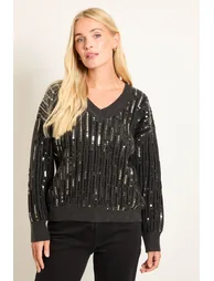 Petite V Neck Sequin Jumper - 1