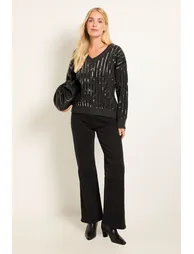 Petite V Neck Sequin Jumper