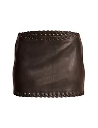 Black Faux Leather Plaited Mini Skirt - 5