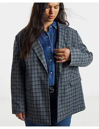 Simply Be Oversized Check Blazer - 1