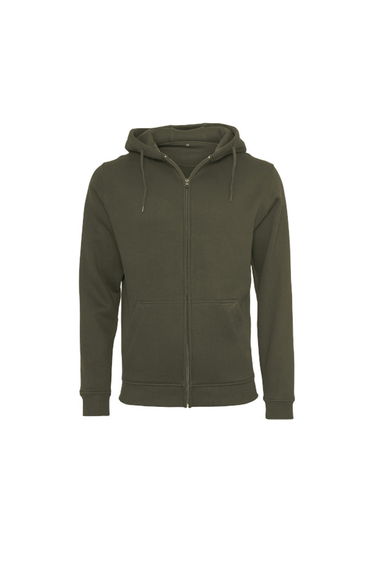 Mens Plain Full Zip Hoodie - Olive
