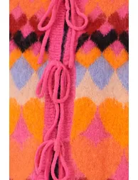 Yumi Pink Tie Front Heart Intarsia Cardigan - 4