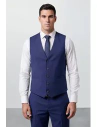 Plus & Tall French Navy Essential Suit Waistcoat - 1