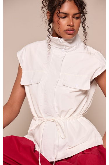 White Funnel Neck Cinch Gilet product thumbnail 4