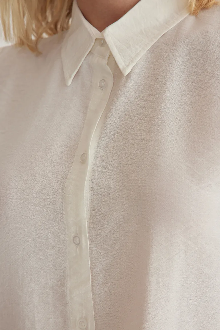 White Zero Sleeve Regular Regular Pattern Woven Shirt - 4