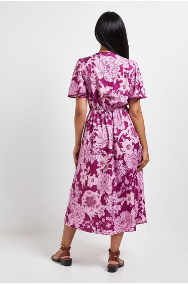 Petite Zip Flare Sleeve Midi Dress product thumbnail 3