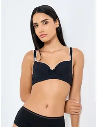 Pack of 3 - Padded Wired Contrast Tipping Balconette Bra - 1