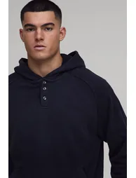 Oversized Boxy Spray Hoodie with Waffle Lining & Wide Leg Waffle Tracksuit - black - 1