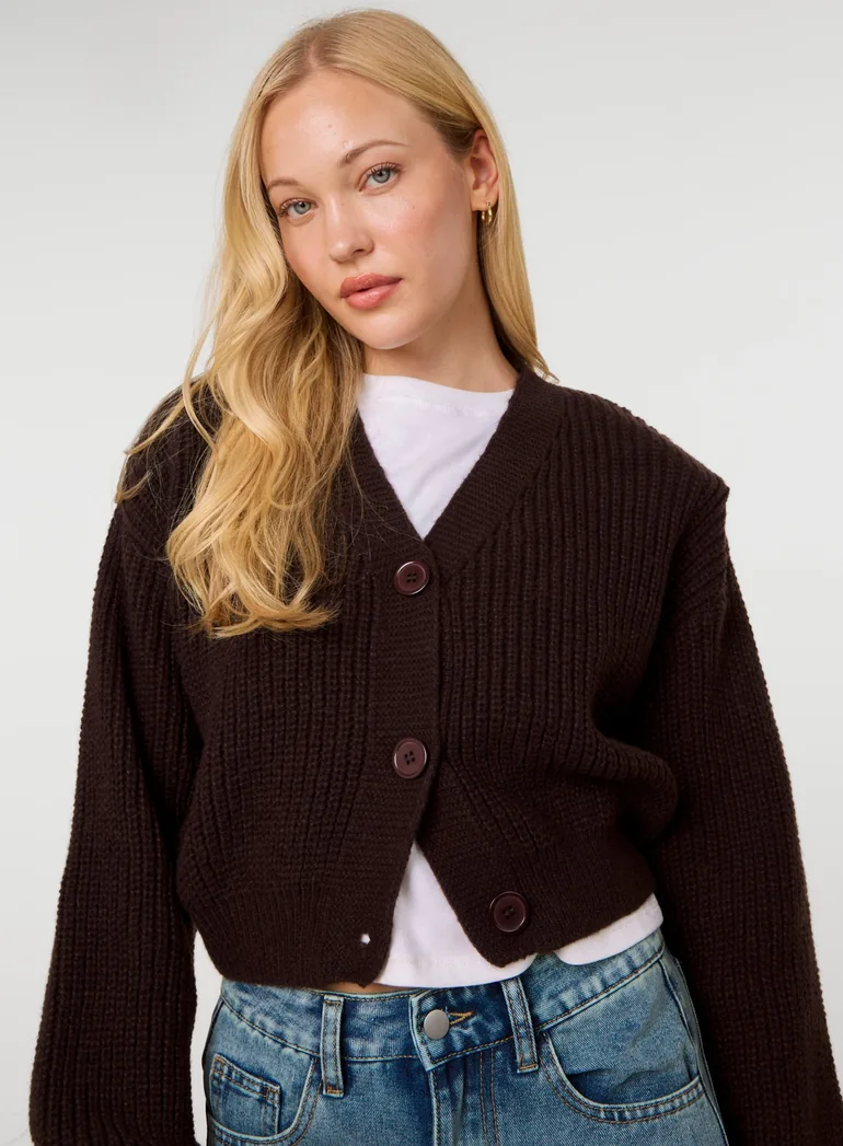 Cropped Button Cardigan - 2