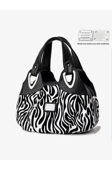 Printed Dual Handle Zip Closure Handbag