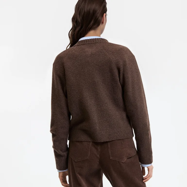 Chunky Knit Crew Neck Cardigan - 3