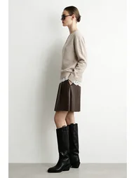Lace-Paneled Bouclé Yarn Sweater - 4