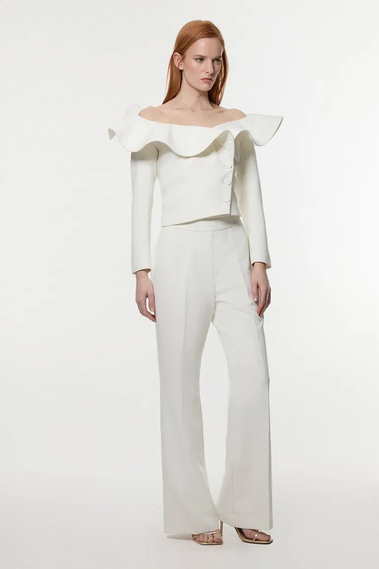 Drama Ruffle Asymmetric Tailored Jacket - 2