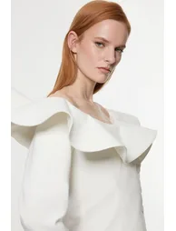 Drama Ruffle Asymmetric Tailored Jacket - 1