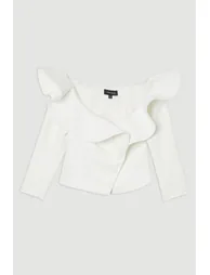 Drama Ruffle Asymmetric Tailored Jacket - 3