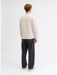 Beige Round Neck Sweatshirt - 2