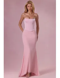 Premium Satin Corset Bridesmaid Dress in Blush Pink
