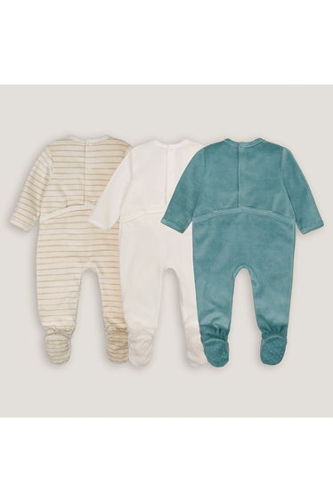 Pack of 3 Sleepsuits in Velour product thumbnail 2