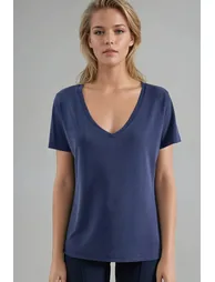 BUSEM V-Neck Short Sleeve Modal Blouse - 5