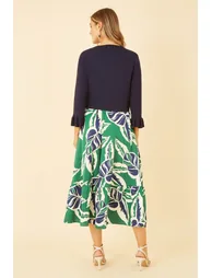 Yumi Navy Cropped Cardigan With Bell Sleeves - 2