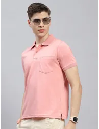 Solid Short Sleeve Regular Fit Polo T-Shirt with Pocket - 1