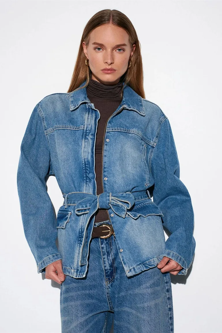 Dilvin Women’s Belted Denim Jacket - 2