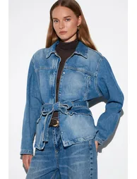 Dilvin Women’s Belted Denim Jacket