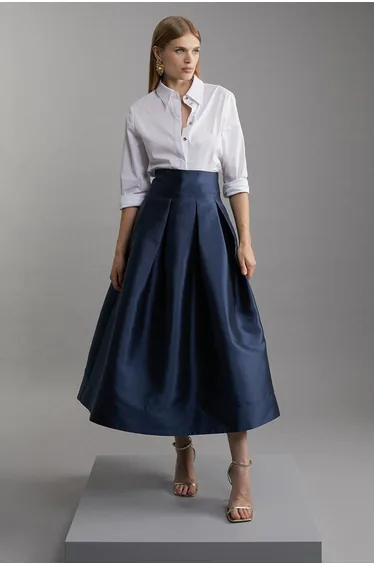 Twill Woven Prom Maxi Skirt