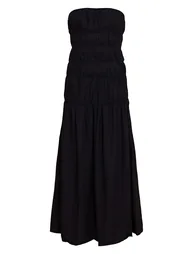 Black Bandeau Ruched Detail Maxi Dress - 3