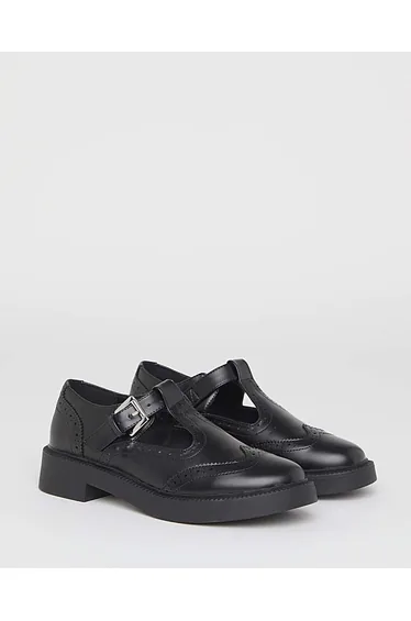 T Bar Brogue Mary Jane Extra Wide