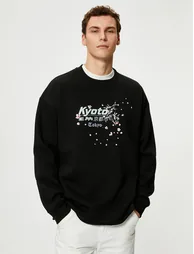 Back Printed Far East Relax Fit Crew Neck Sweat - 2