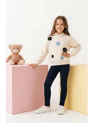 Ecru printed knitted bottom - top set