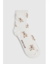 Single Teddy Bear Novelty Socks - cream