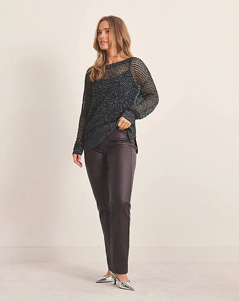 Simply Be Hole Knit Metallic Jumper