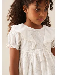 Aurora Floral Embroidered Dress - Ivory - 1