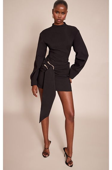 Black Cacoon Sleeve Trim Detail Mini Dress product thumbnail 3