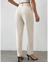Solid Pocket Detail Skinny Pants - 2