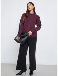 Burgundy Regular Fit Sweater with Side Striped