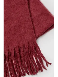 Burgundy Chunky Oversized Fringe Scarf - burgundy - 2