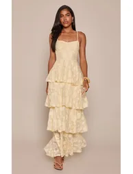 Lemon Textured Tiered Maxi Dress