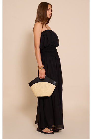 Black Chiffon Bandeau Sheered Waist Maxi Dress product thumbnail 4