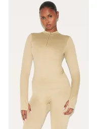 Olive Seamless Line Detail Fitted Top - 5