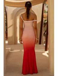 Exotic | Red Ombre Twisted Asymmetric Maxi Dress - 1