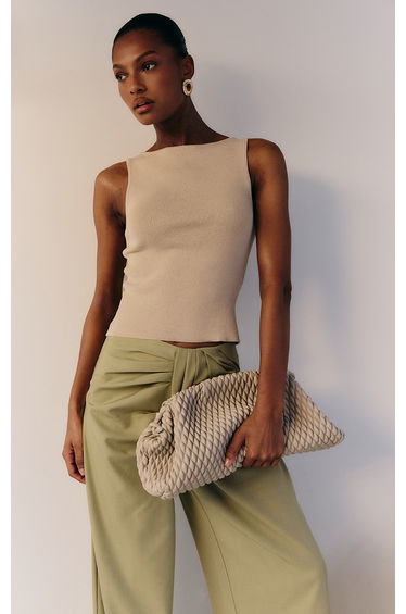 Oatmeal Fine Knit Boat Neck Top product thumbnail 2