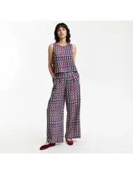 Printed Wide Leg Trousers with Elasticated Waistband - 2
